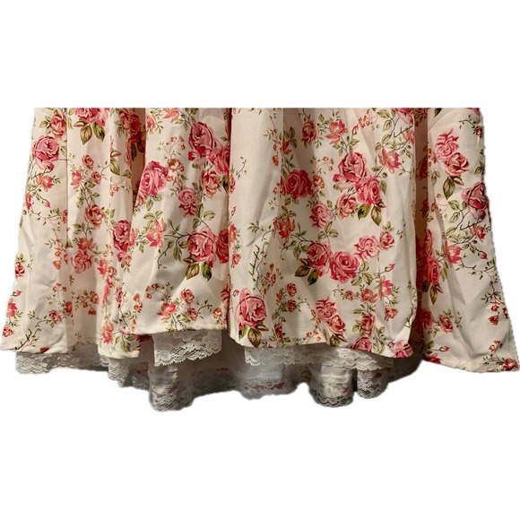 ABEWIP Floral Dress White Pink Lace Trim Corset Cottagecore Sundress Summer‎ S - Picture 6 of 10